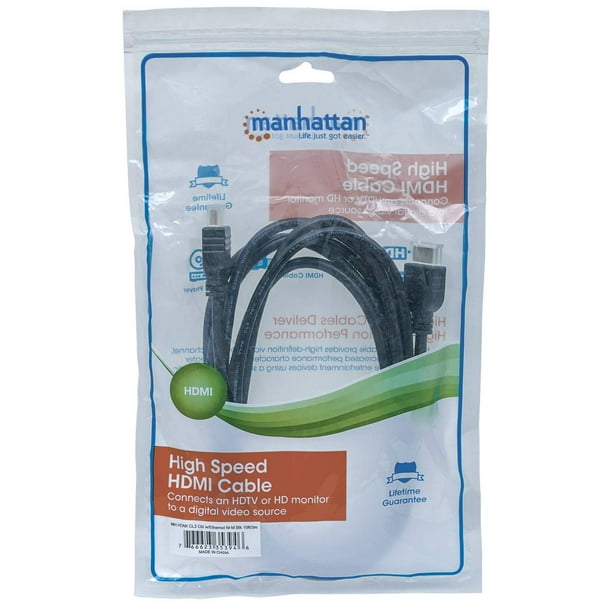 Cable HDMI Manhattan Cable HDMI 3 m alta velocidad con Ethernet 3D 4K Blindado Negro