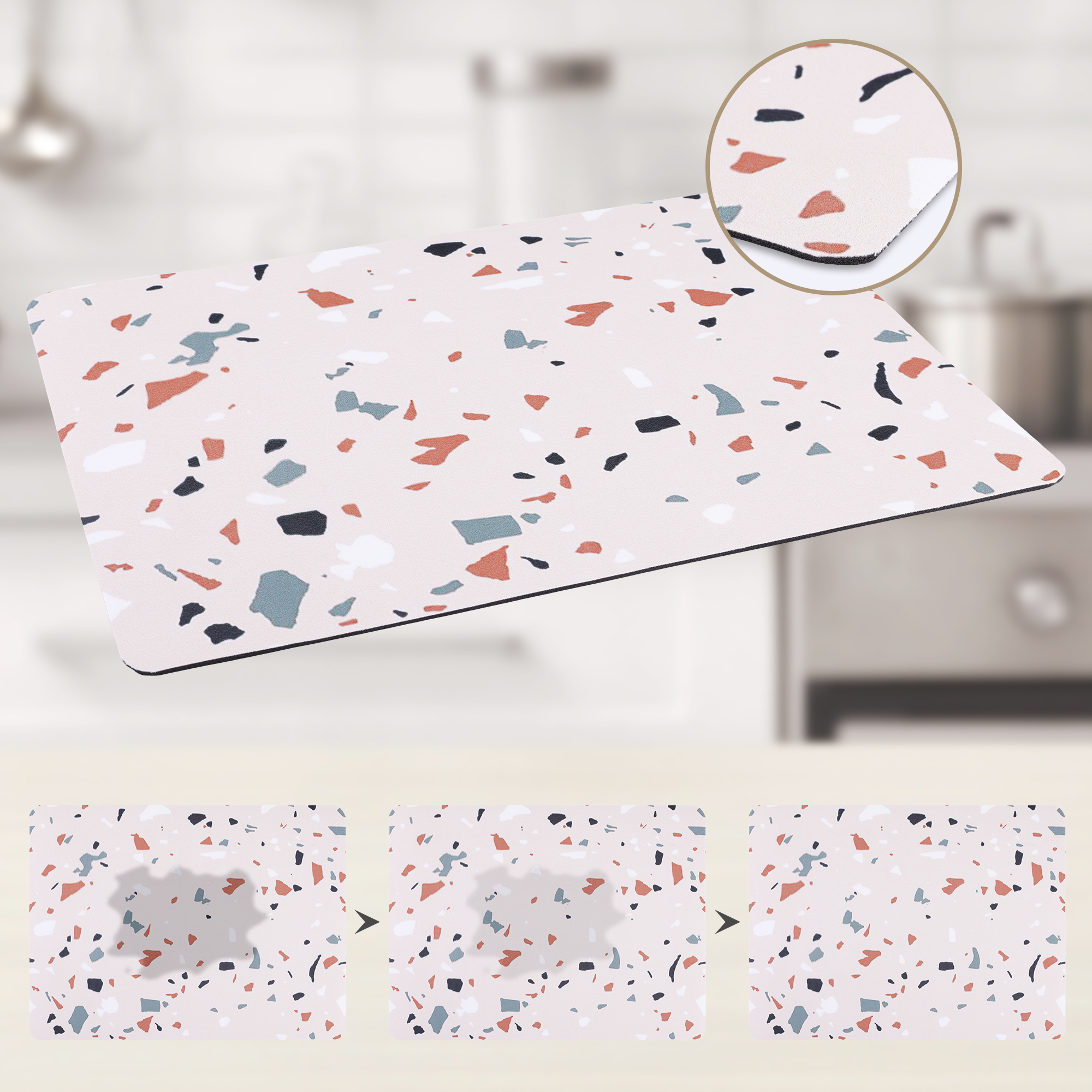 Unique Bargains Absorbent Dish Drying Mat for Kitchen Counter Colorful 15.7*11.8 inch