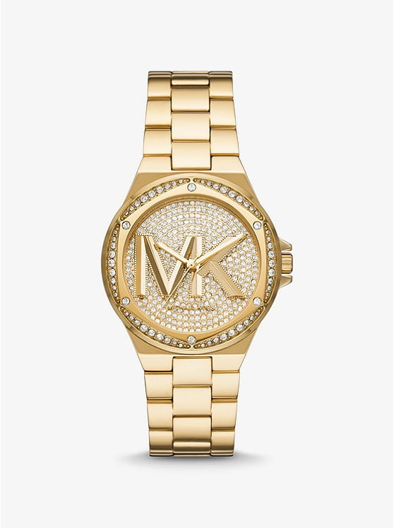Michael Kors Lennox Logo Pave Bracelet Watch, 37mm in Gold at Nordstrom  MK7229 