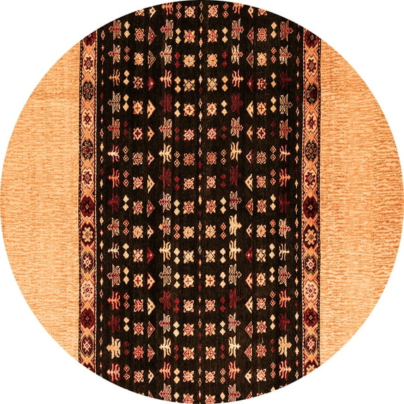 Ahgly Company Indoor Round Abstract Orange Modern Area Rugs, 4' Round