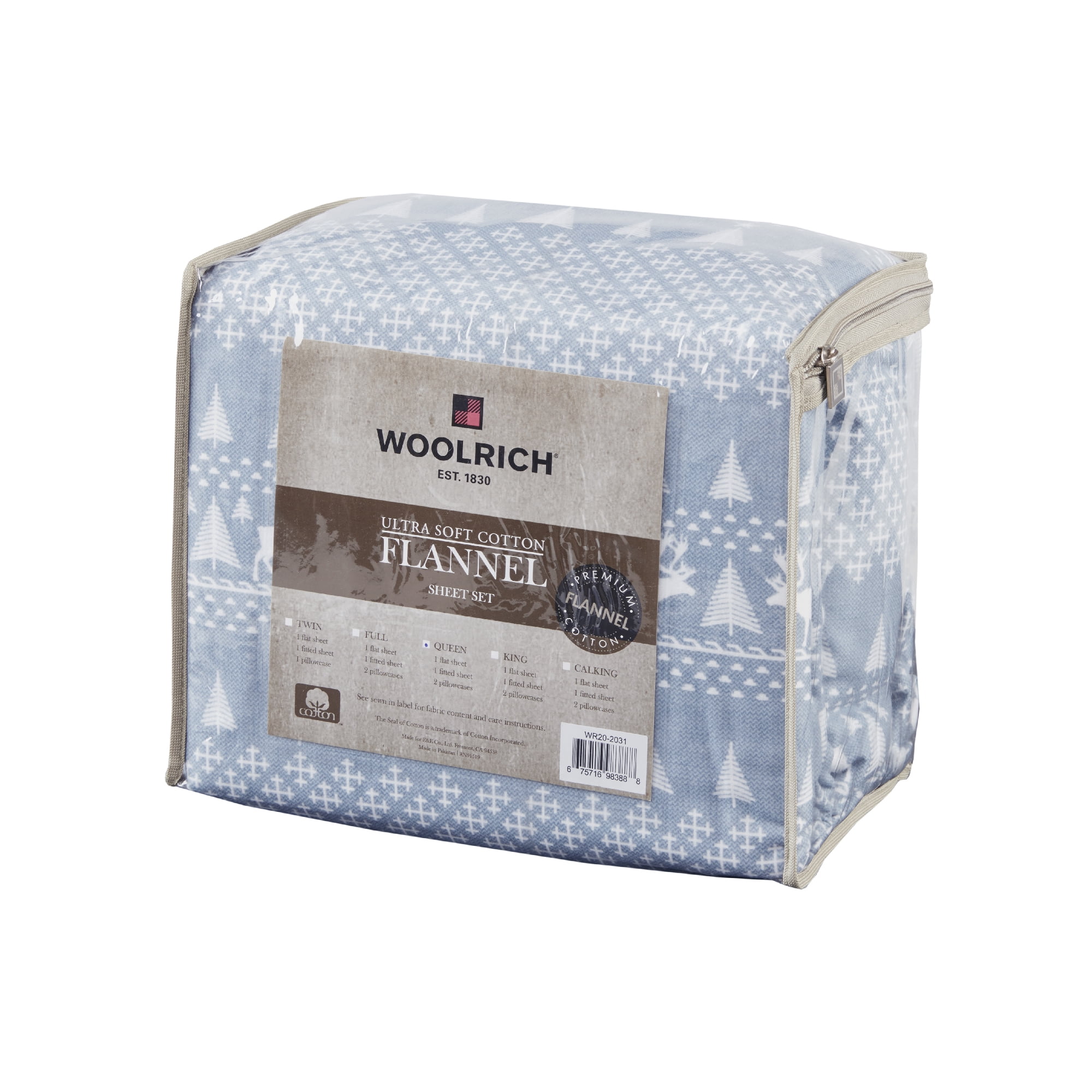 Woolrich Lodge, Cabin 160 GSM Blue Novelty Cotton Sheet Sets, California King, 4 Pieces