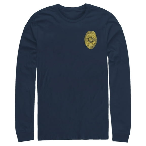Netflix Men's Stranger Things Hawkins Police Badge Costume Long Sleeve Shirt Navy Blue X Large