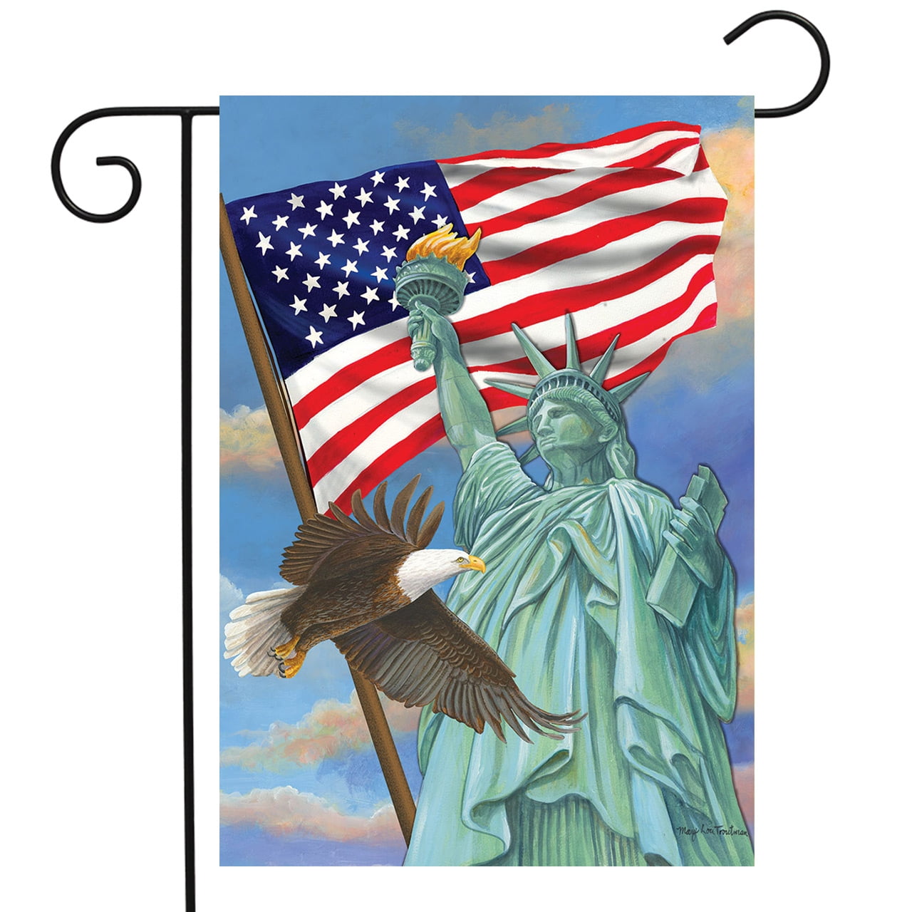 Symbols of Freedom Patriotic Garden Flag Statue of Liberty Eagle 12.5