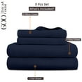 thumbnail image 2 of SGI Bedding 600 TC Egyptian Cotton Bed Sheet Set - Split King Size- 2 Fitted Sheet, 1 Flat Sheet, 2 Pillowcases 5Pc Soft, Durable Sheets Cotton Sheets 15" Deep Navy Blue, 2 of 8