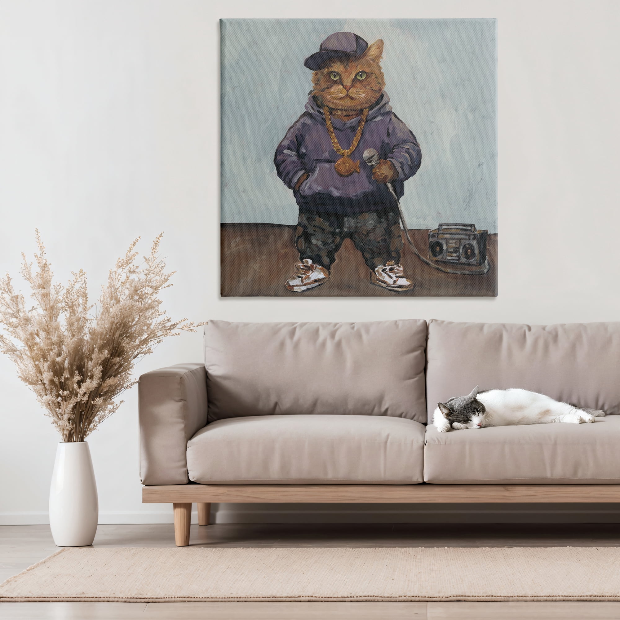 Stupell Industries Urban Hip-Hop Cat Canvas Wall Art, design by Studio Bautista