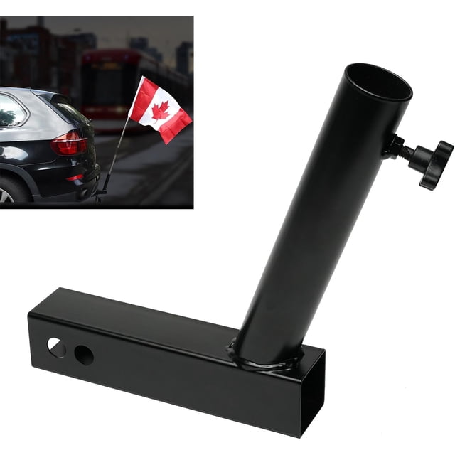 Dura Cover Hitch Flag Pole Holder | Angled Design | 2″ Hitch Receiver | Compatible with Pickup Trucks, SUVs, RVs, Trailers, Campers