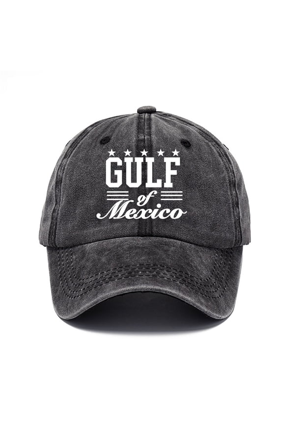 Summer Hats for Women Unisex Gulf Of Mexico Printed Casual Denim Baseball Cap Black One Size