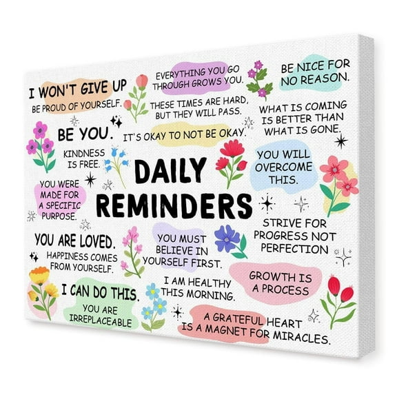 Daily Reminders Wall Art poster ,Positive Affirmations Wall Decor,Inspirational Motivational Canvas Wall Art for Women