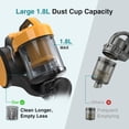 thumbnail image 4 of Atilioo Portable Canister Vacuum Cleaner with Washable HEPA Filter, Lightweight Powerful Electric Vacuum for Carpets & Hard Floors, Yellow, 4 of 9