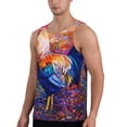 thumbnail image 2 of Daiia Rooster Oil Painting Printed Men's Quick Dry Fit Muscle Tank Top Slim-Fit Tank Workout Tank Top Lightweight Sports Tank Top-X-Large, 2 of 7