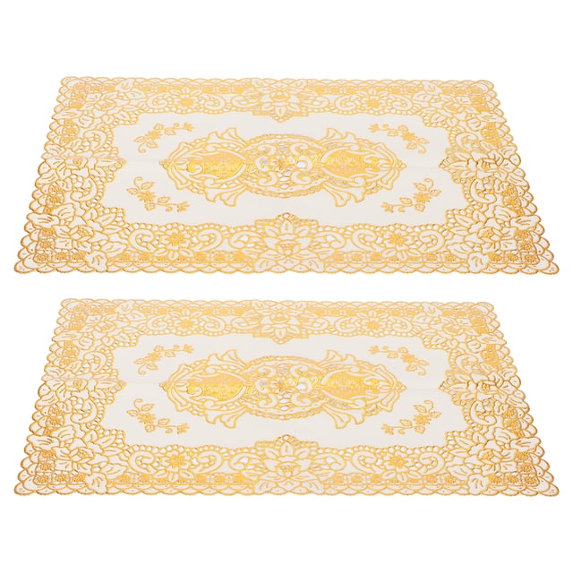 2 uds., 30cm x 45cm, tapete de mesa de PVC, manteles individuales dorados, posavasos, decoración de cocina y boda, estilo 3