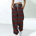 thumbnail image 2 of Kaemgyyd Womens Sweatpants Casual Stripe Elastic High Waisted Workout Pants Drawstring Loose Joggers Running Trousers with Pocket, 2 of 5
