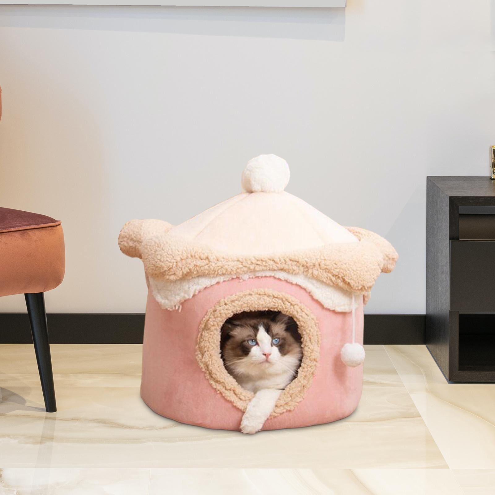 Bvdfgk Cat Bed House Nonskid Bottom Self Warming for Winter Furniture Dog Nest Cat Cave 50cmx50cm