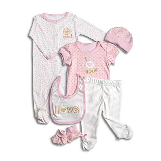 Lily and Page Layette Set, 6 Piece Baby Essentials for Newborn Unisex