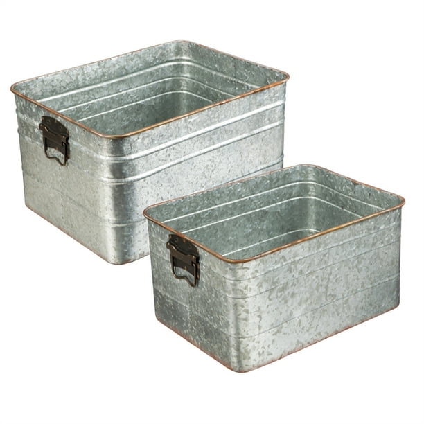 Set Of 2 Metal Storage Boxes Walmart Com Walmart Com