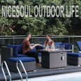 thumbnail image 6 of RADIATA 7 Pcs Outdoor Sofa and Fire Pit Table Wicker Sets Dark Gray/Navy, 6 of 9