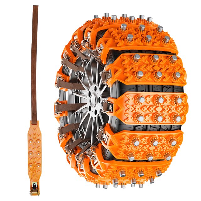 (Combinación A+A) Cadena Antideslizante para Automóvil Nervaduras Engrosadas Cadena Antideslizante Emergencia Universal para Neumáticos Nieve para Exteriores Doble Hilera (6 Piezas Naranja)