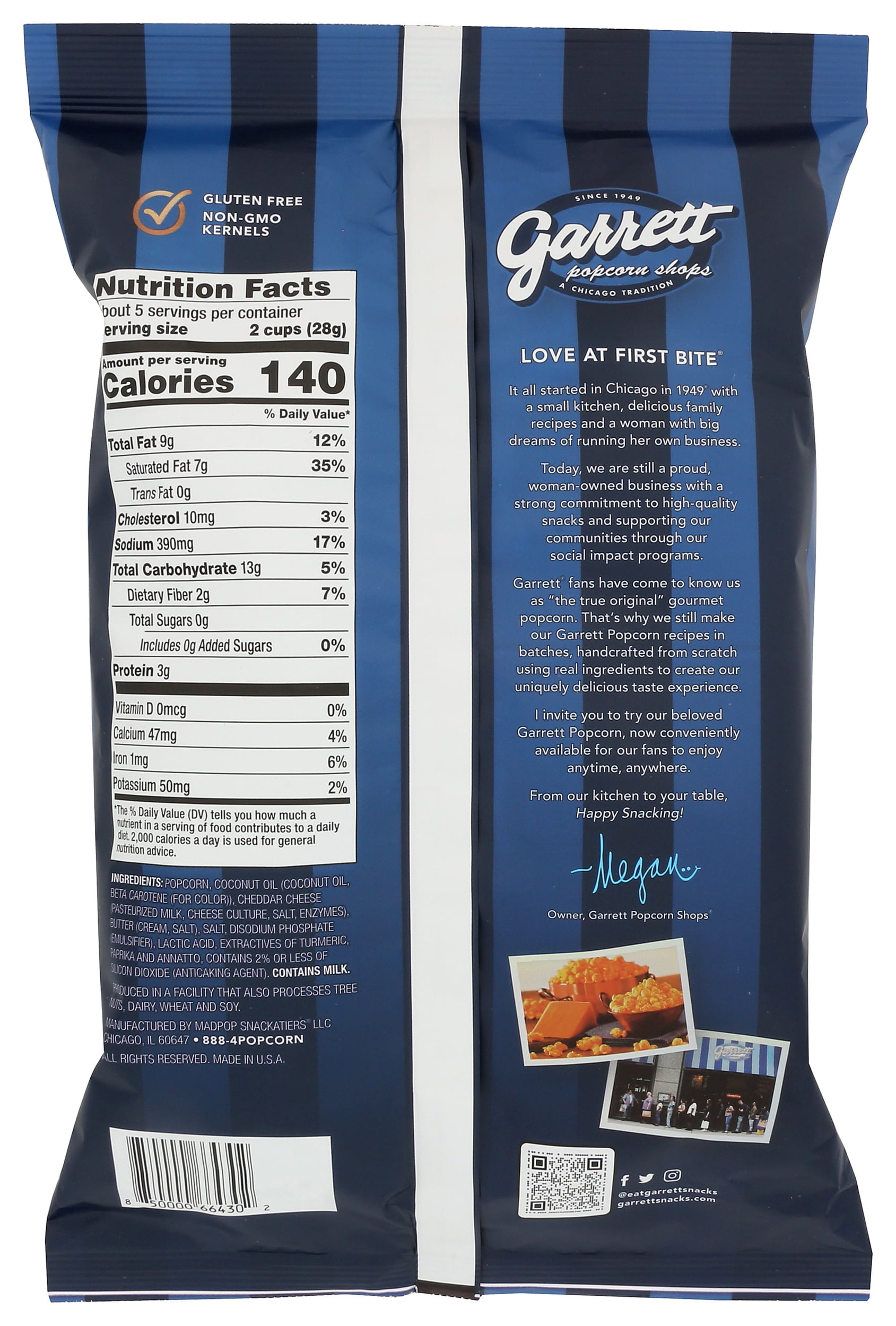 Pack of 9, Garrett Brands CheeseCorn Popcorn, 5 oz
