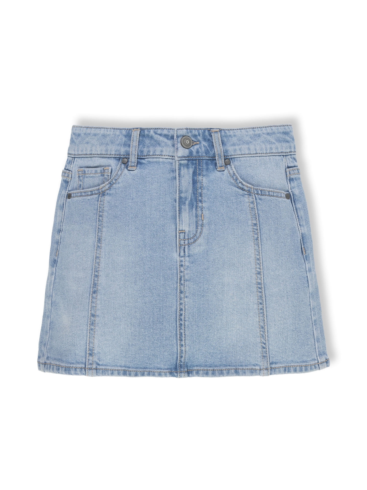 No Boundaries Denim Carpenter Micro Mini Skirt, Women's XXS-XXL