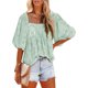 thumbnail image 1 of Camisa fluida para mujer Camiseta informal con cuello cuadrado que combina con todo Textura floral (Verde L) FLhrweasw Para estrenar, 1 of 8