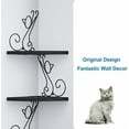 thumbnail image 4 of Corner Shelves - Wall Mounted Floating Wood Shelf, 4 Tier Rustic Storage Shelf, Cat Shaped Shelving for Wall, Solid Wooden Decor for Living Room, Bedroom, Kitchen (Black), 4 of 9