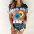 thumbnail image 2 of Hauts pour Femmes Décontractés Été Manches Courtes Tunique Ample T-Shirts Chic Henley Col Rond Mode Imprimé Blouses Basiques, 2 of 4