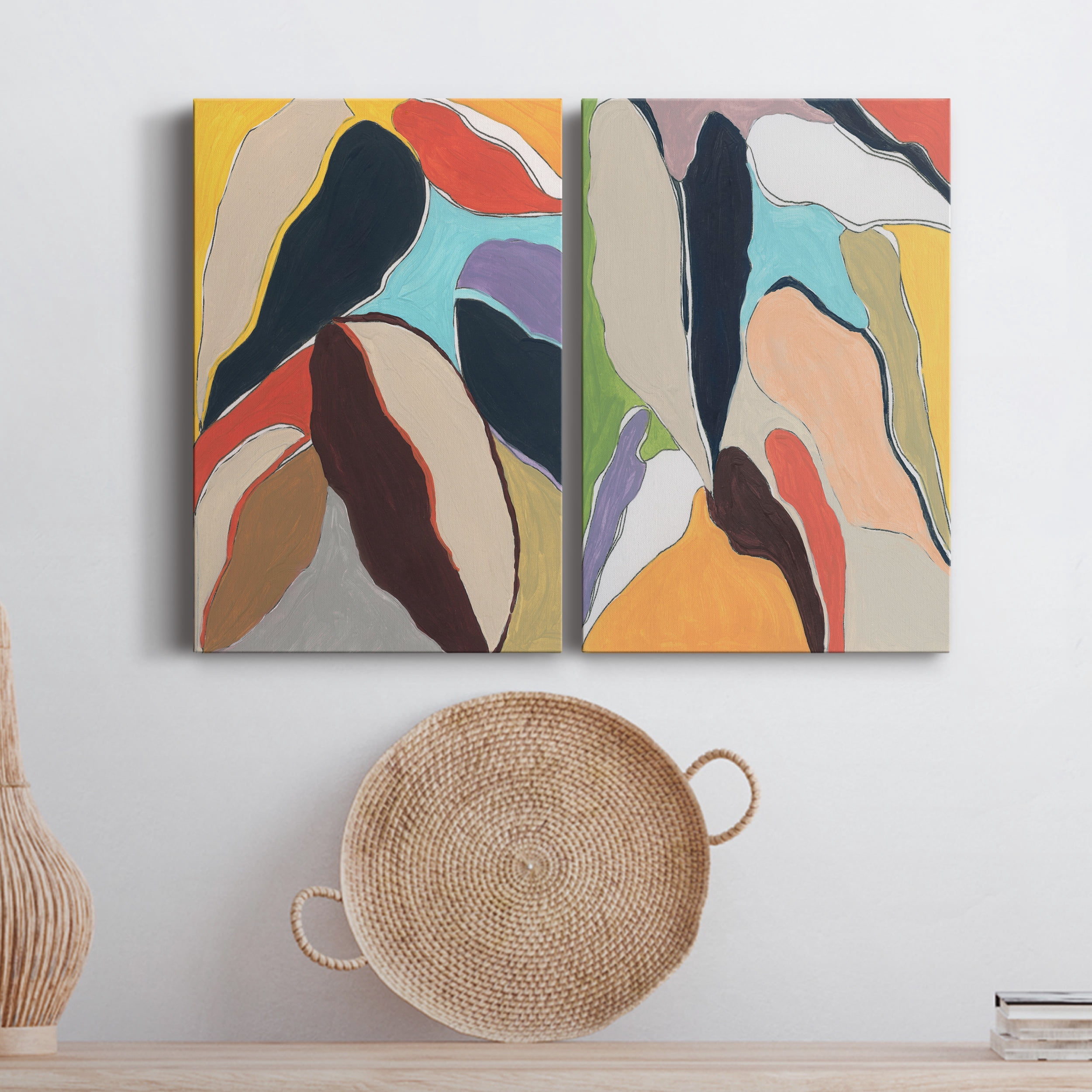 Botanical Revisit I Premium Gallery Wrapped Canvas - Ready to Hang - Set of 2 - 32 x 48 Each
