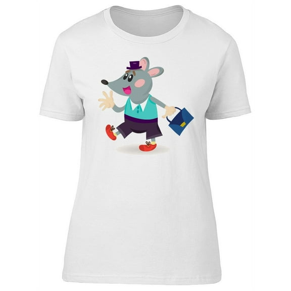 Cute Funny & Happy Mouse Cartoon Tee Women's -Image by Shutterstock