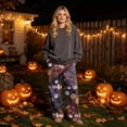 thumbnail image 2 of Trgacdwlo Halloween Fuzzy Pajama Pants Spooky Season Wide Leg Women's Flannel Pajama Pants Elastic Waist Winter Cozy Warm Lounge Pants Women, 2 of 6