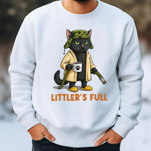 Litter’s Full Funny Christmas Cat Sweatshirt – Cute Holiday Cat Lover Pullover, Festive Pet Humor Shirt