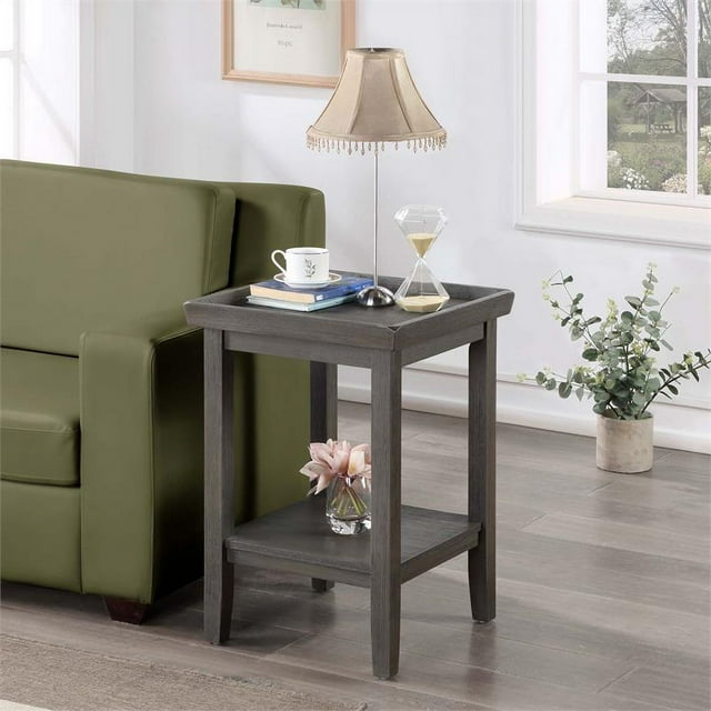 Convenience Concepts Table d'Appoint Ledgewood avec Étagère en Finition Bois Gris
