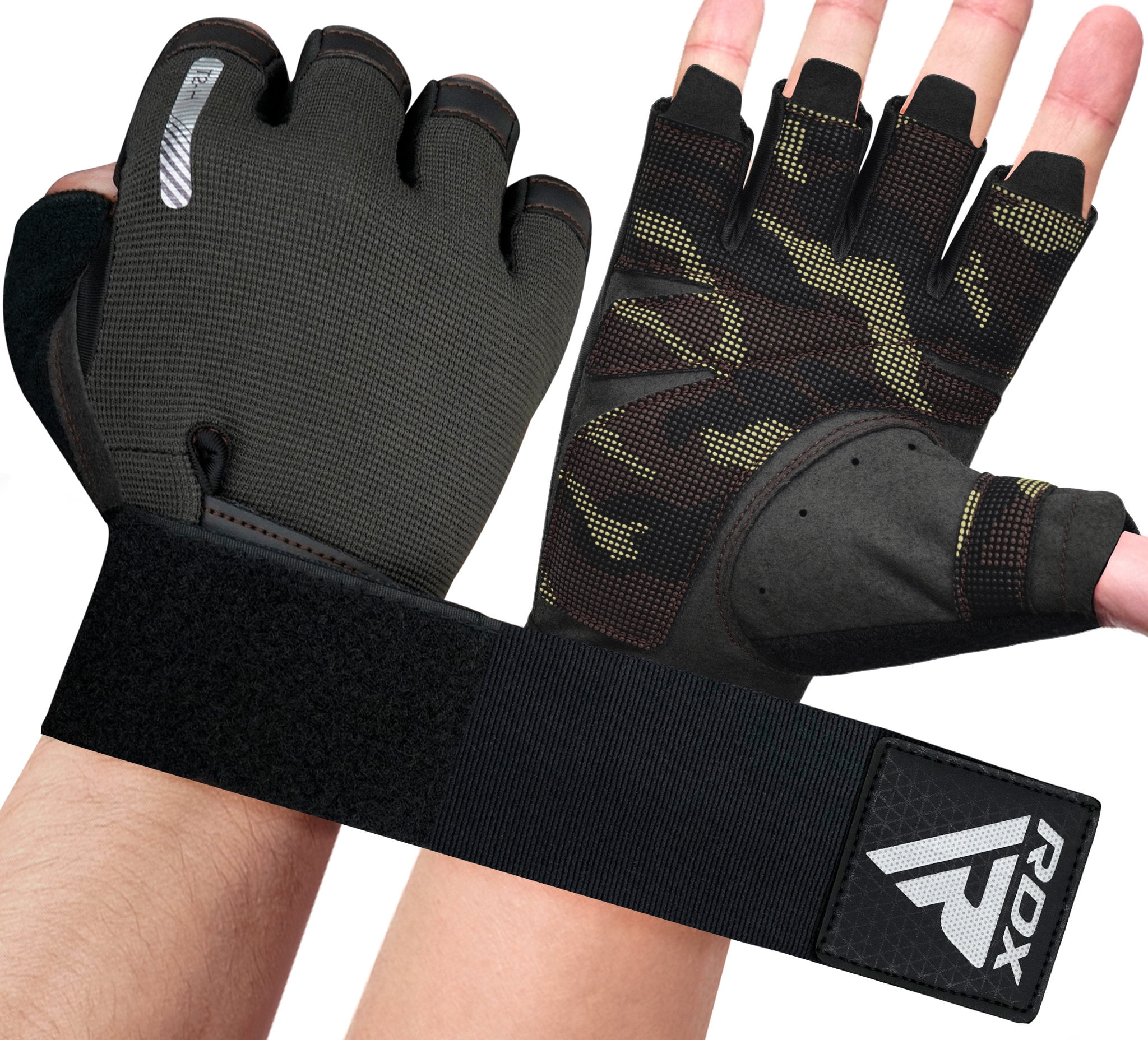 RDX Leather Weight Lifting Grip Pads Training Fitness Gym Straps Hand Gloves 