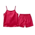 thumbnail image 4 of Tranfacy Vêtements d'Été pour Filles Couleur Unie Col Rond Sans Manches Haut Mode avec Short Tenue d'Intérieur Décontractée Ensemble 2 Pcs, 4 of 7