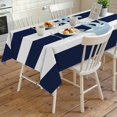 thumbnail image 4 of Navy Blue Striped Rectangle Tablecloth, Blue Anchor Nautical Farmhouse Waterproof & StainResistant Tablecloth, Washable Oil-proof Table Cover for Dining/Party/Wedding/Camping/Buffet 54x108 In, 4 of 9