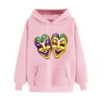 thumbnail image 3 of VBTAPA Mardi Gras Graphic Hoodies for Women Loose Casual Hoody Tops Carnival Themed Print Hooded Sweatshirt with Kangaroo Pocket Pink M, 3 of 6