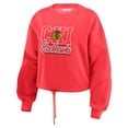 thumbnail image 2 of Women's WEAR by Erin Andrews Red Chicago Blackhawks Washed Fleece Sweatshirt & Shorts Lounge Set, 2 of 6