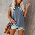 thumbnail image 3 of Rosvigor Women T Shirts Cap Sleeve Casual Tops for Women Summer Basic Tee with Pocket, 3 of 7