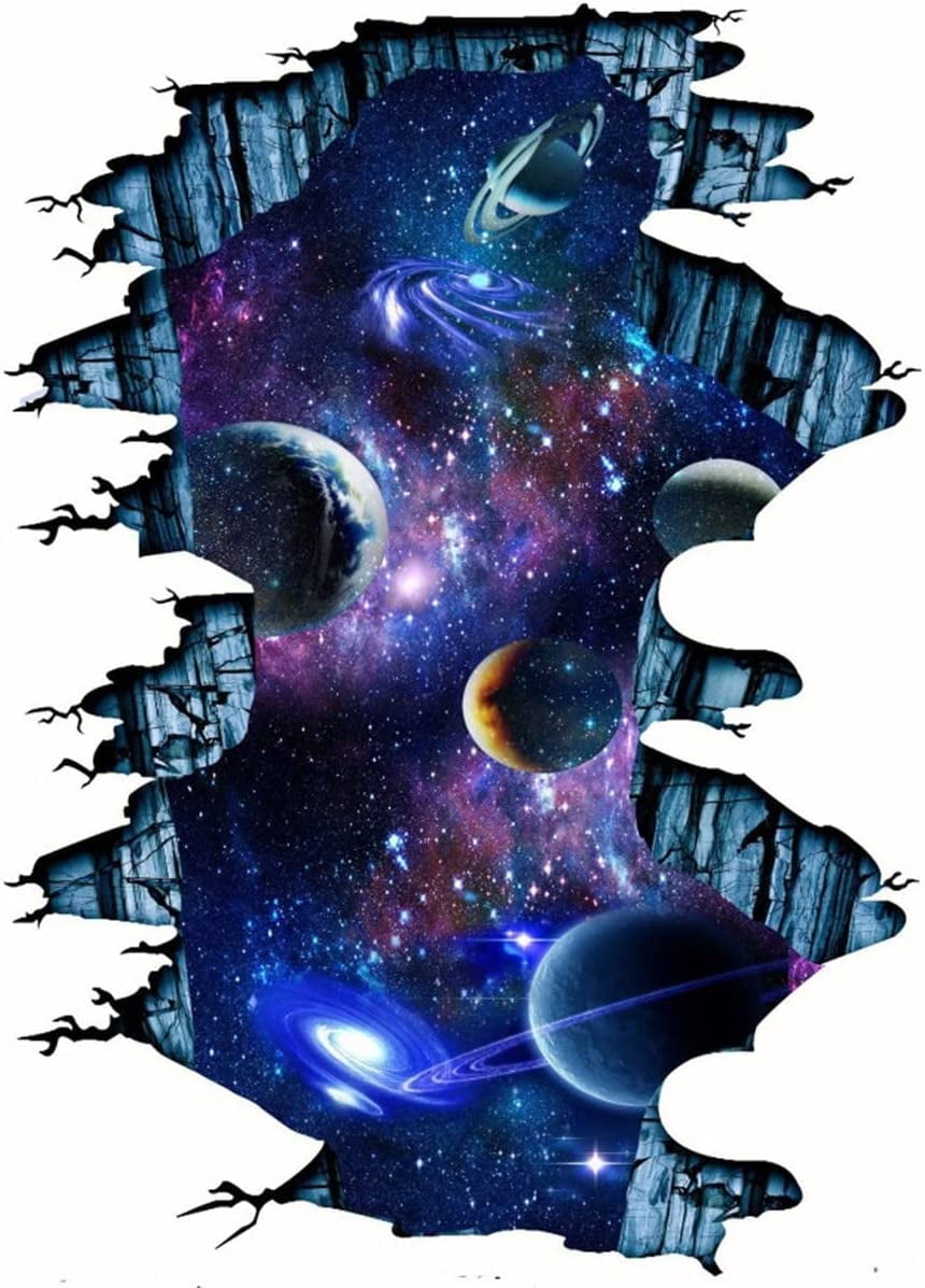 3D Space Galaxy Wall Decor Stickers, Removable Broken Outer Space