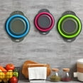 thumbnail image 4 of Gimgong Collapsible Silicone Colander Set, 3-Piece Kitchen Strainer - 2 x 4 Quart, 1 x 2 Quart (Green, Blue, Purple), 4 of 8