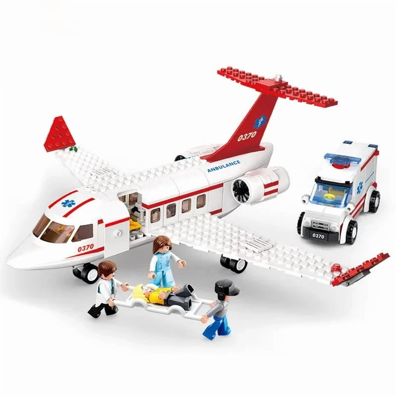 Airplane Aviation Medical Aircraft Air Ambulance Car City Building Blocks Kit Figures Doll Model Bricks Educational Toys