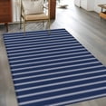 thumbnail image 2 of Stripes 3x5 Area Rugs for Living Room, Modern Art Navy Blue Background Non Slip Floor Mat Washable Low-Profile Indoor Carpet for Bedroom, Dining Room, Bathroom, 2 of 9