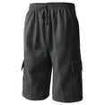 thumbnail image 1 of Hat and Beyond Men's Basic Casual Comfort Fleece Cargo Sweat Shorts with Drawstring, 1 of 5