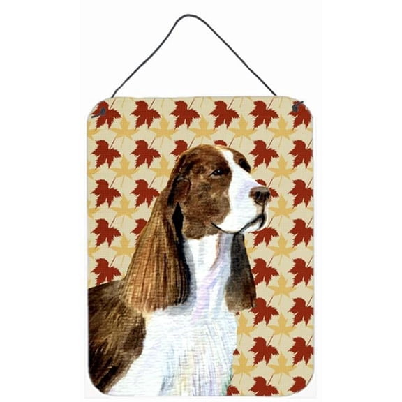 12 x 16 in. Springer Spaniel Fall Leaves Portrait Aluminum Metal Wall & Door Hanging Prints
