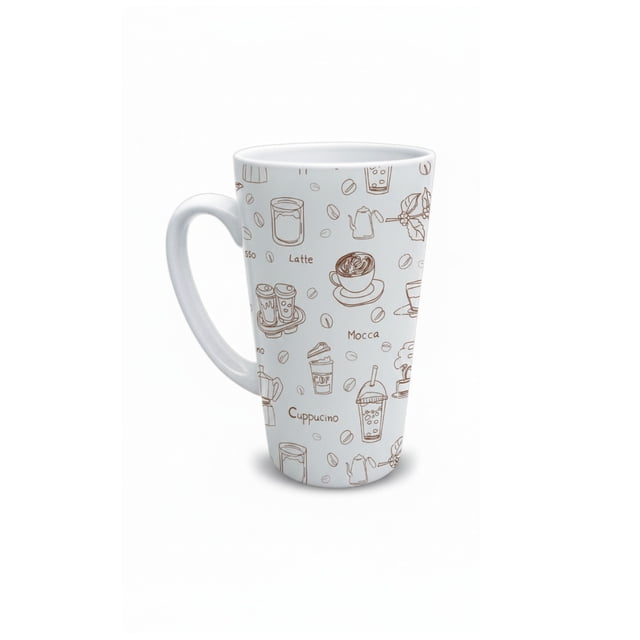 Taza de cerámica 502 ml diseño ilustrado tipos de café