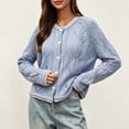 thumbnail image 6 of Xdegoge Cardigan Sweaters for Women Lightweight Button Down Crewneck Long Sleeve Pointelle Knit Sweaters Hollow Out Fall Winter Elegant Soft Crochet Knitwear, 6 of 9