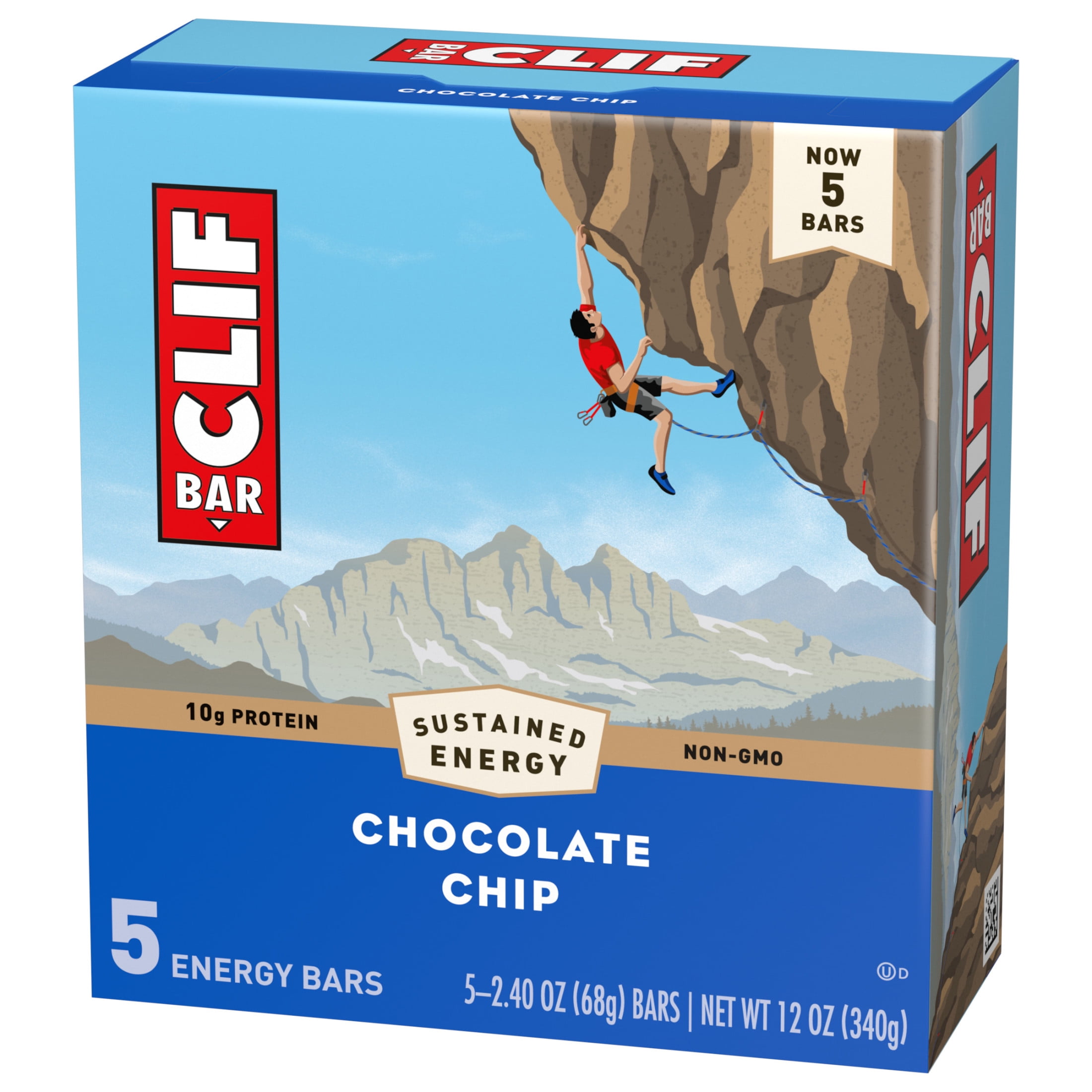 CLIF BAR - Chocolate Chip - Made with Organic Oats - 10g Protein - Non-GMO - Plant Based - Energy Bars - 2.4 oz. (Pack of 2)