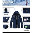 thumbnail image 3 of Lavenicole Men's Waterproof Ski Jacket Warm Winter Snow Coat Mountain Windbreaker Hooded Raincoat Navyblue S, 3 of 7
