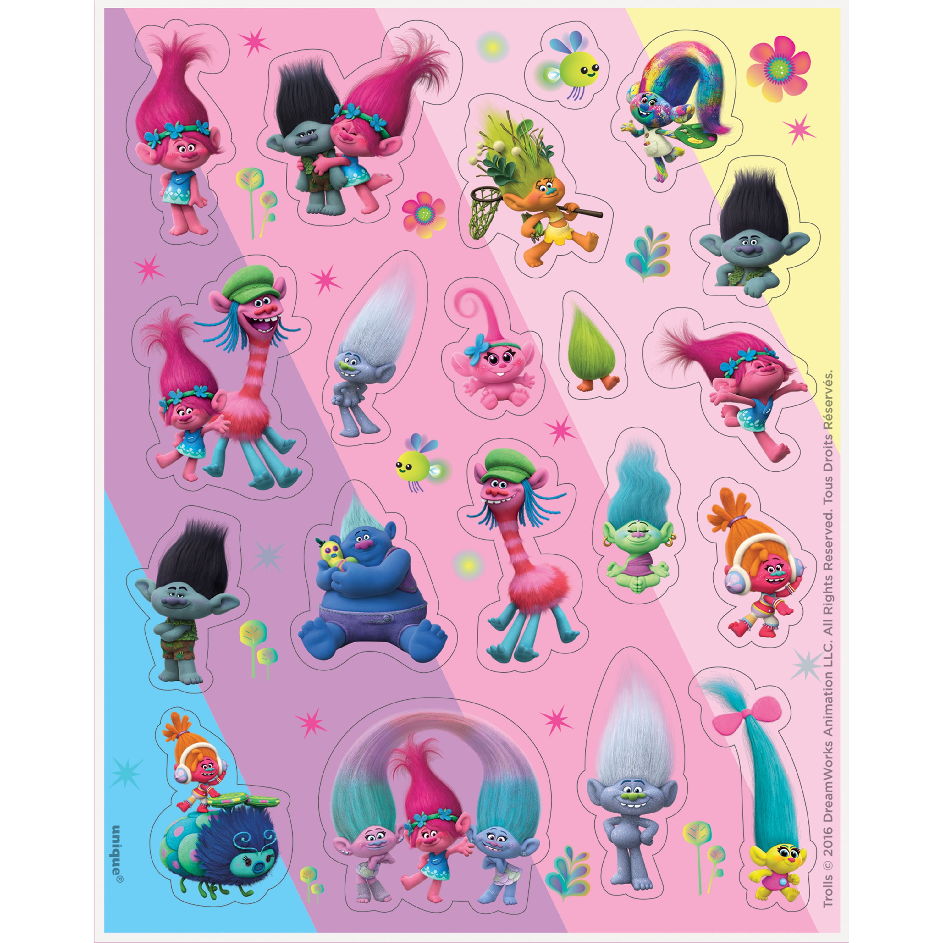 Stickers Childrens Home Activities Fabric stickers Dreamworks Trolls Erasers 