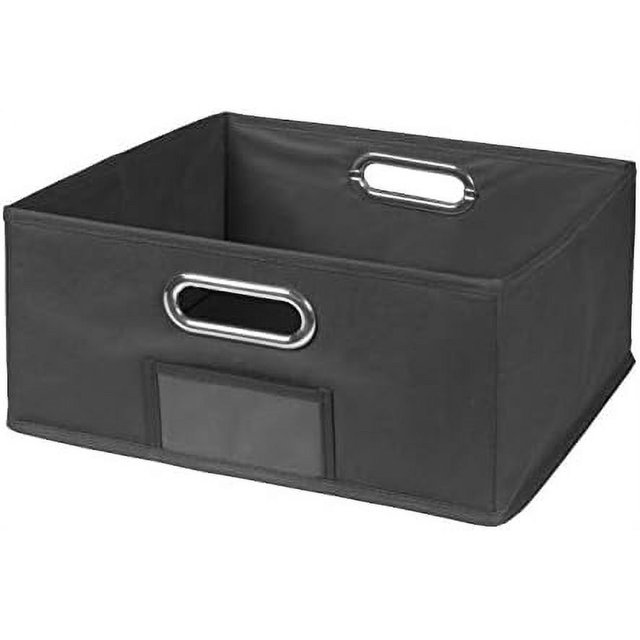 Cubo HalfSize Foldable Fabric Storage Bin with Label Holder Grey