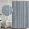 thumbnail image 4 of Blue Striped Shower Curtain Set - Standard 72" x 72" Washable Bathtub Curtain with 12 Hooks, Farmhouse Linen Texture Line Stripes Waterproof Fabric Stall Shower Curtains for Bathroom/Bathtub Décor, 4 of 8